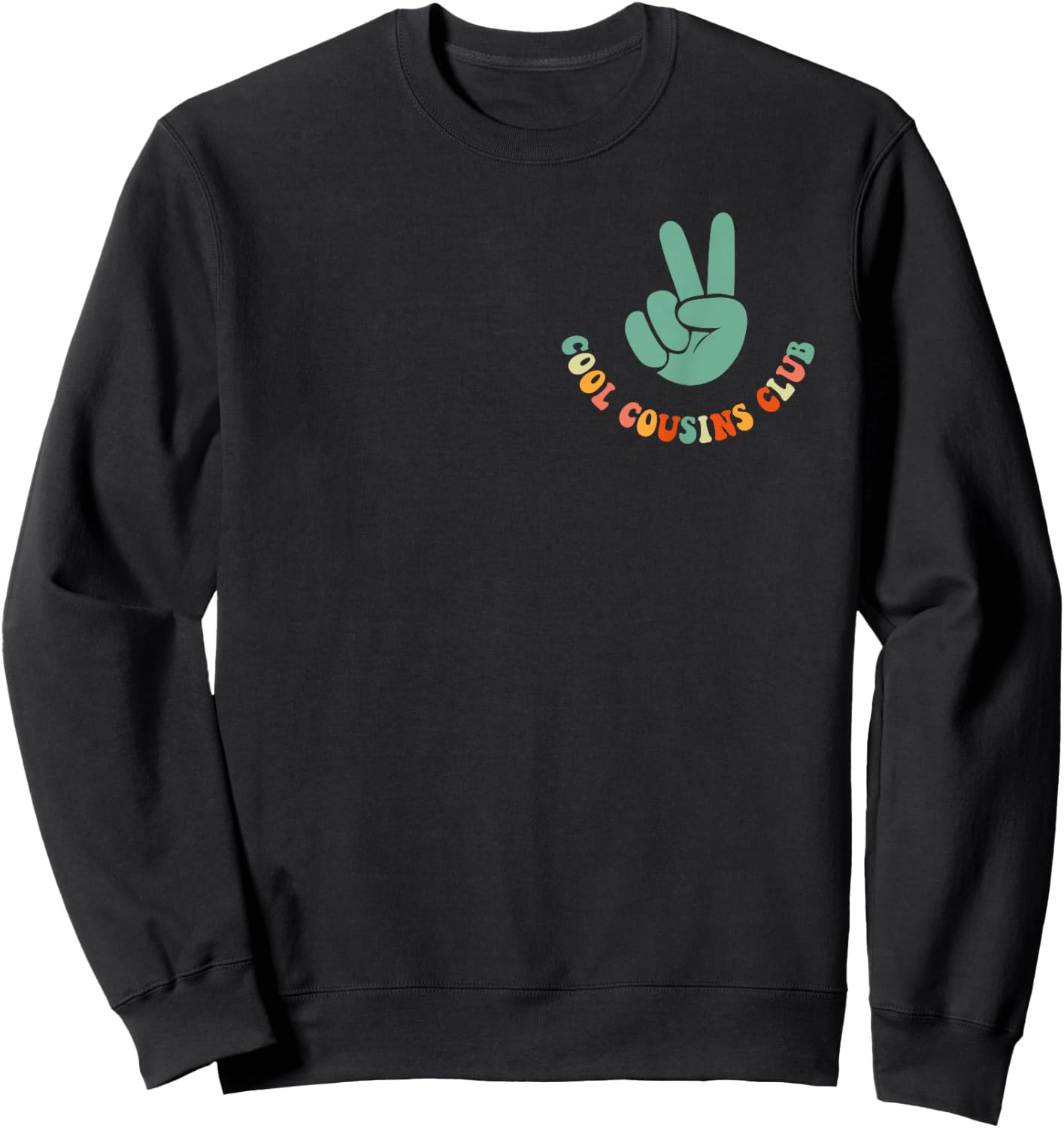 Cool Cousin Club Retro Cousin Matching Family Crew 2 Sided Sweatshirt - Sweatshirt | Black