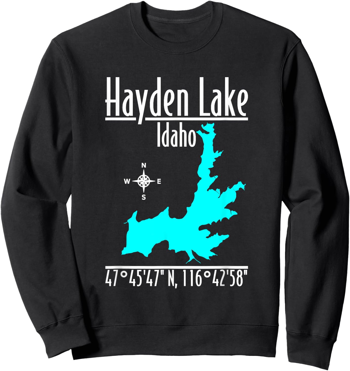 Modern Hayden Lake - Idaho Sweatshirt - Sweatshirt | Black