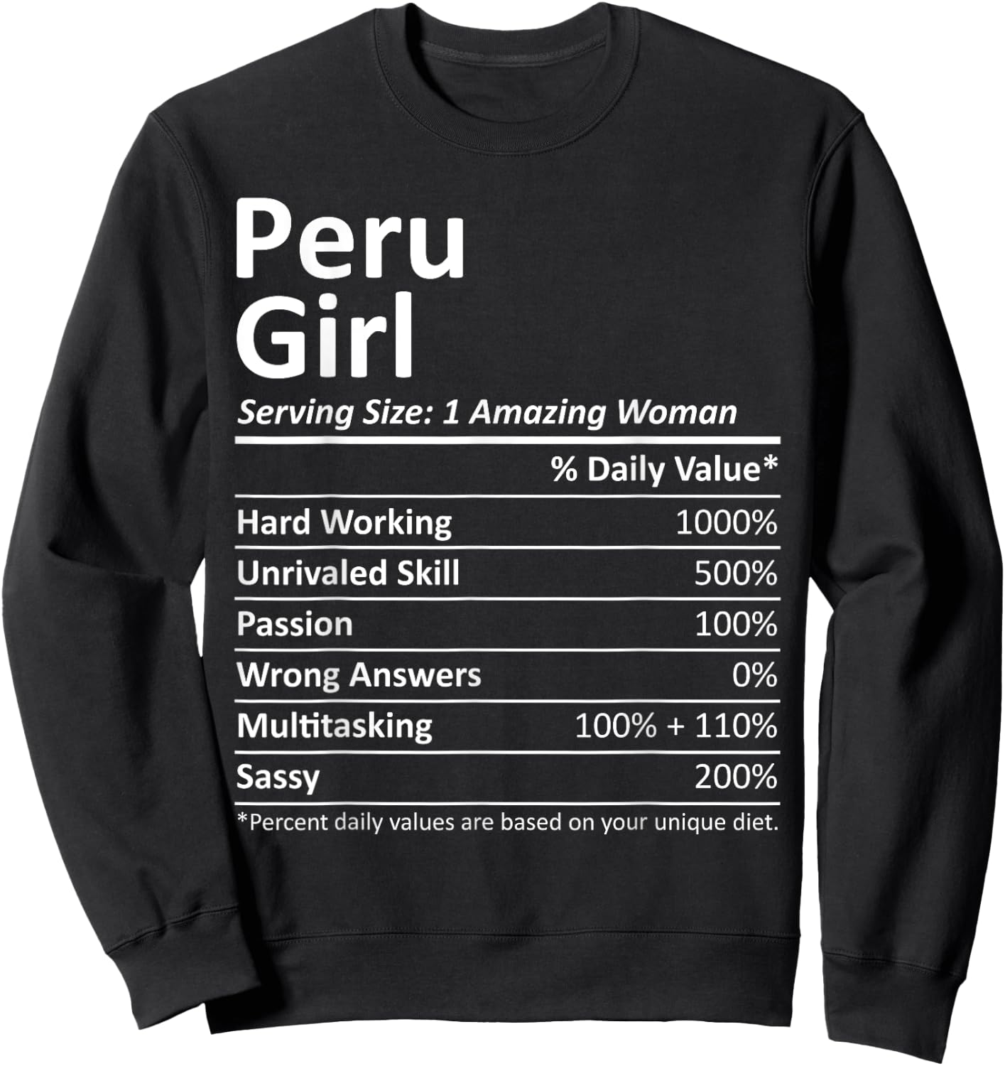 PERU GIRL IN INDIANA Funny City Home Roots USA Gift Sweatshirt - Sweatshirt | Black