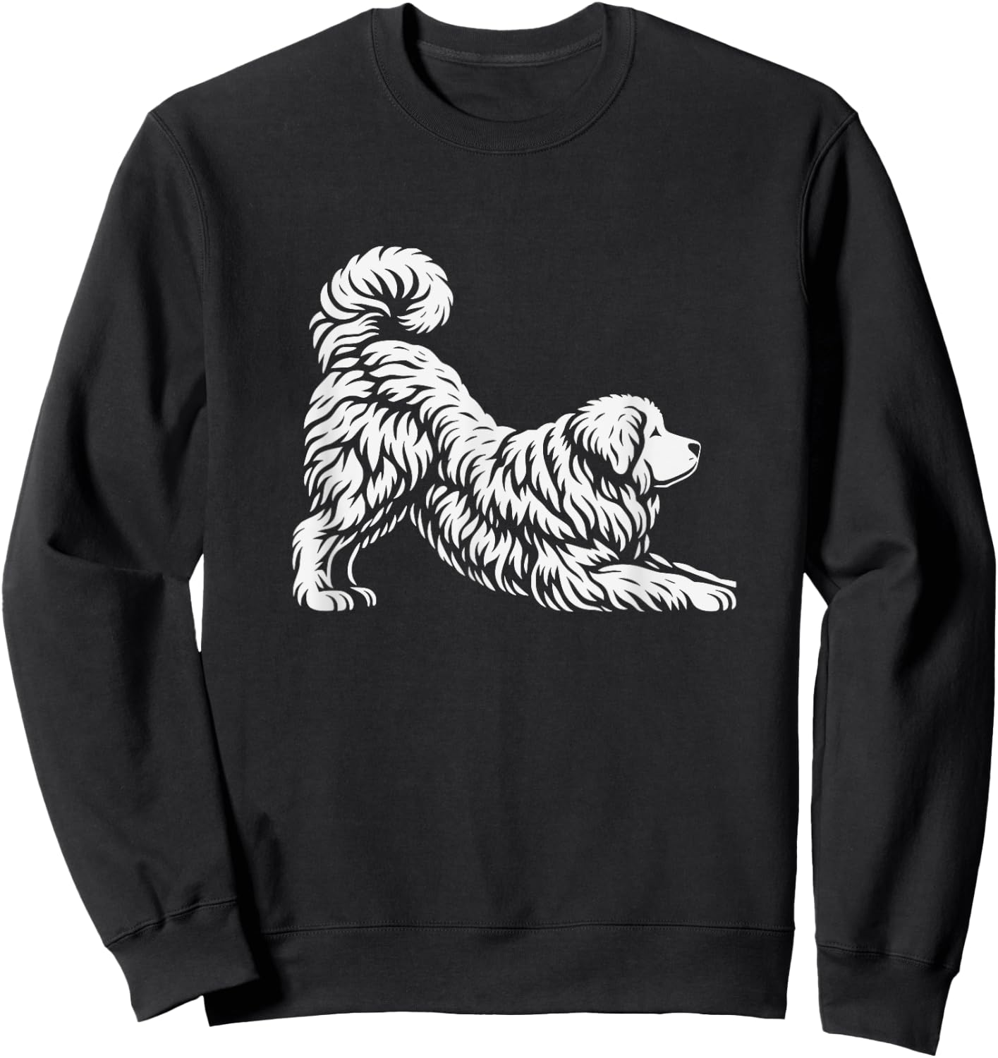 Great Pyrenees Dog Yoga Pose Graphic Design Sweatshirt - Sweatshirt | Black