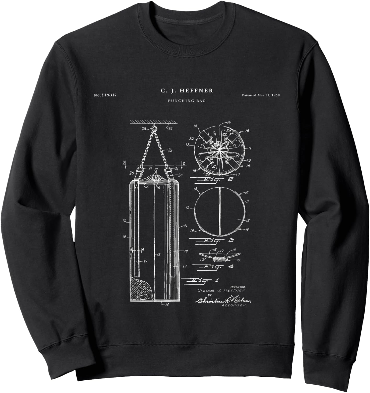 Punching Bag Patent - Boxing Sweatshirt - Sweatshirt | Black