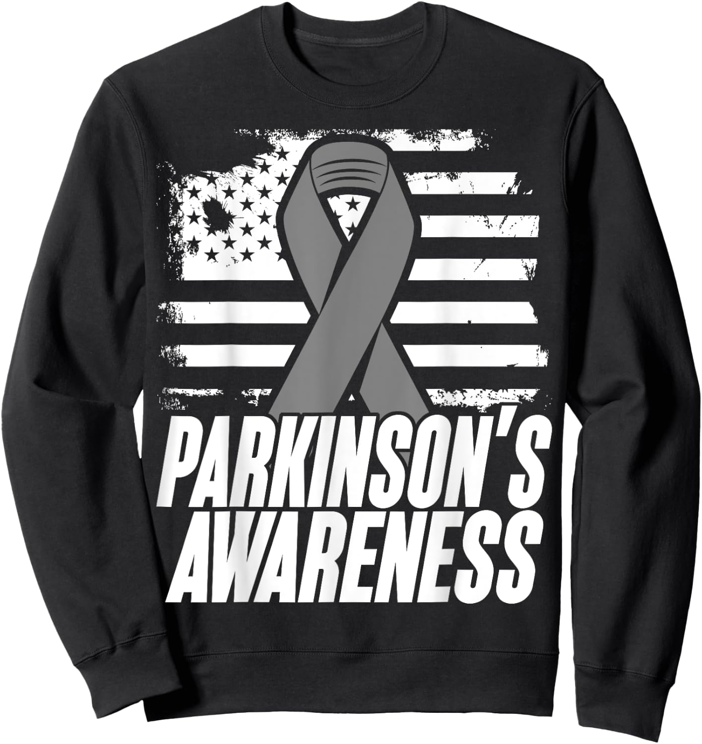 American Flag Gift Parkinson's Disease Patients Women Kids Men Sweatshirt - Sweatshirt | Black