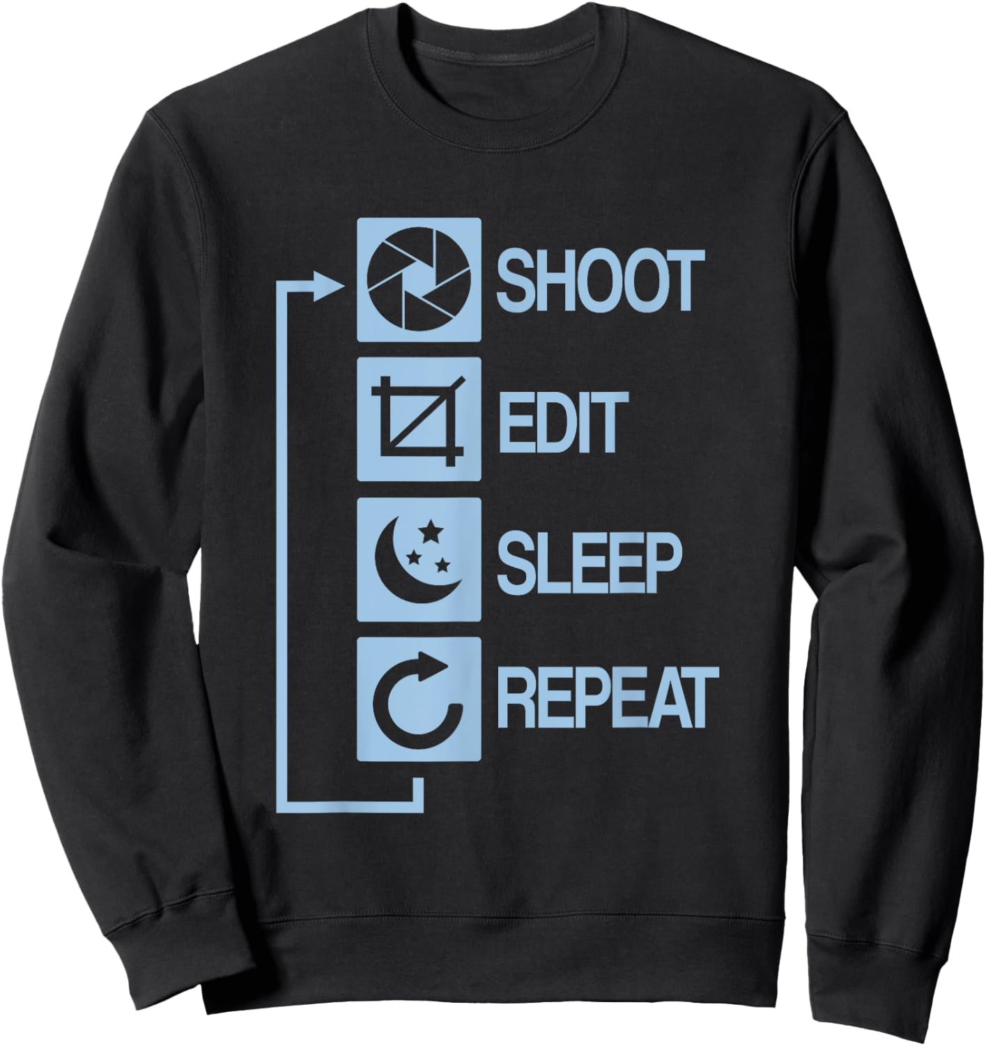 Shoot Edit Sleep Repeat Photography Sweatshirt - Sweatshirt | Black