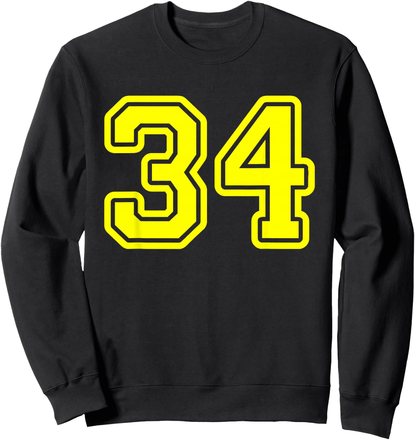 Yellow Sports Team Number #34 Sweatshirt - Sweatshirt | Black