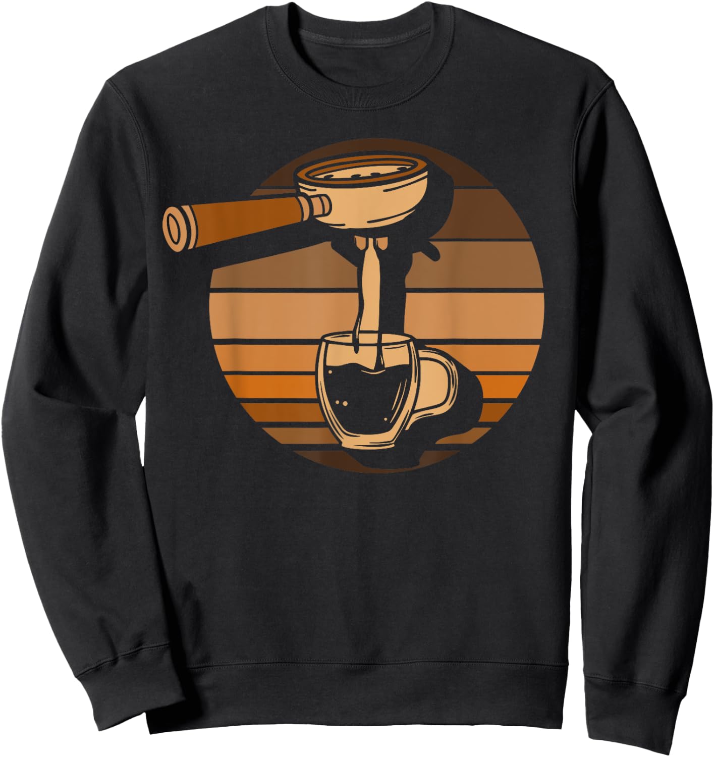 Retro Portafilter Motif for Coffee Lover and Barista Sweatshirt - Sweatshirt | Black