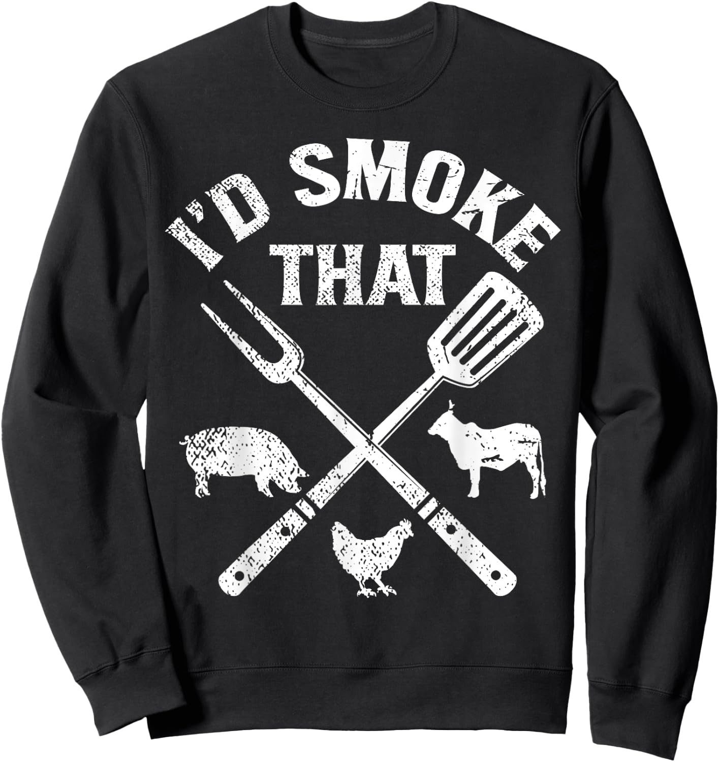 Id smoke that pig chicken cow bbq Top Sweatshirt - Sweatshirt | Black