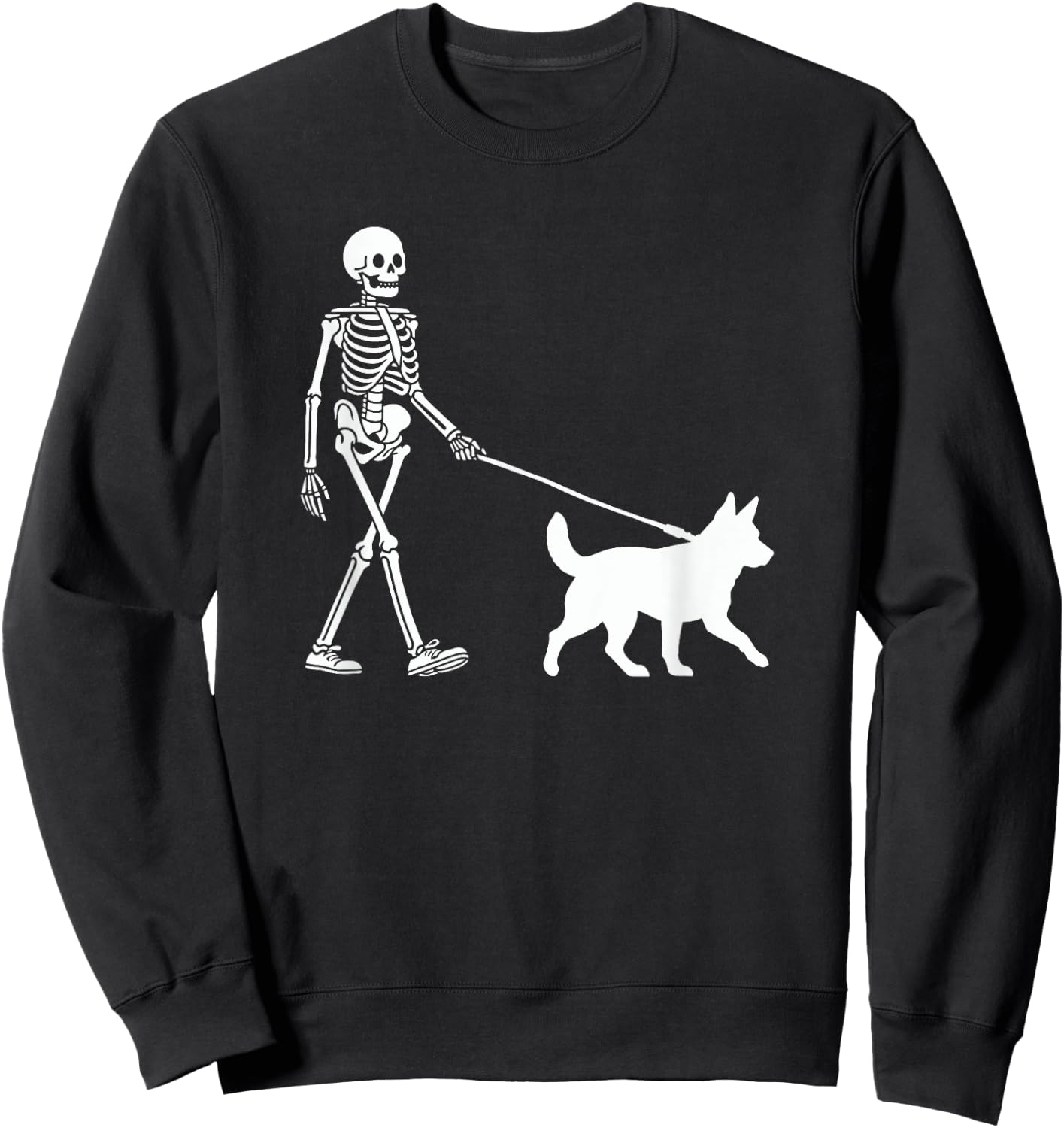 Skeleton Walking a Dog Blue Heeler Halloween Outfit Men Women Kids Sweatshirt - Sweatshirt | Black
