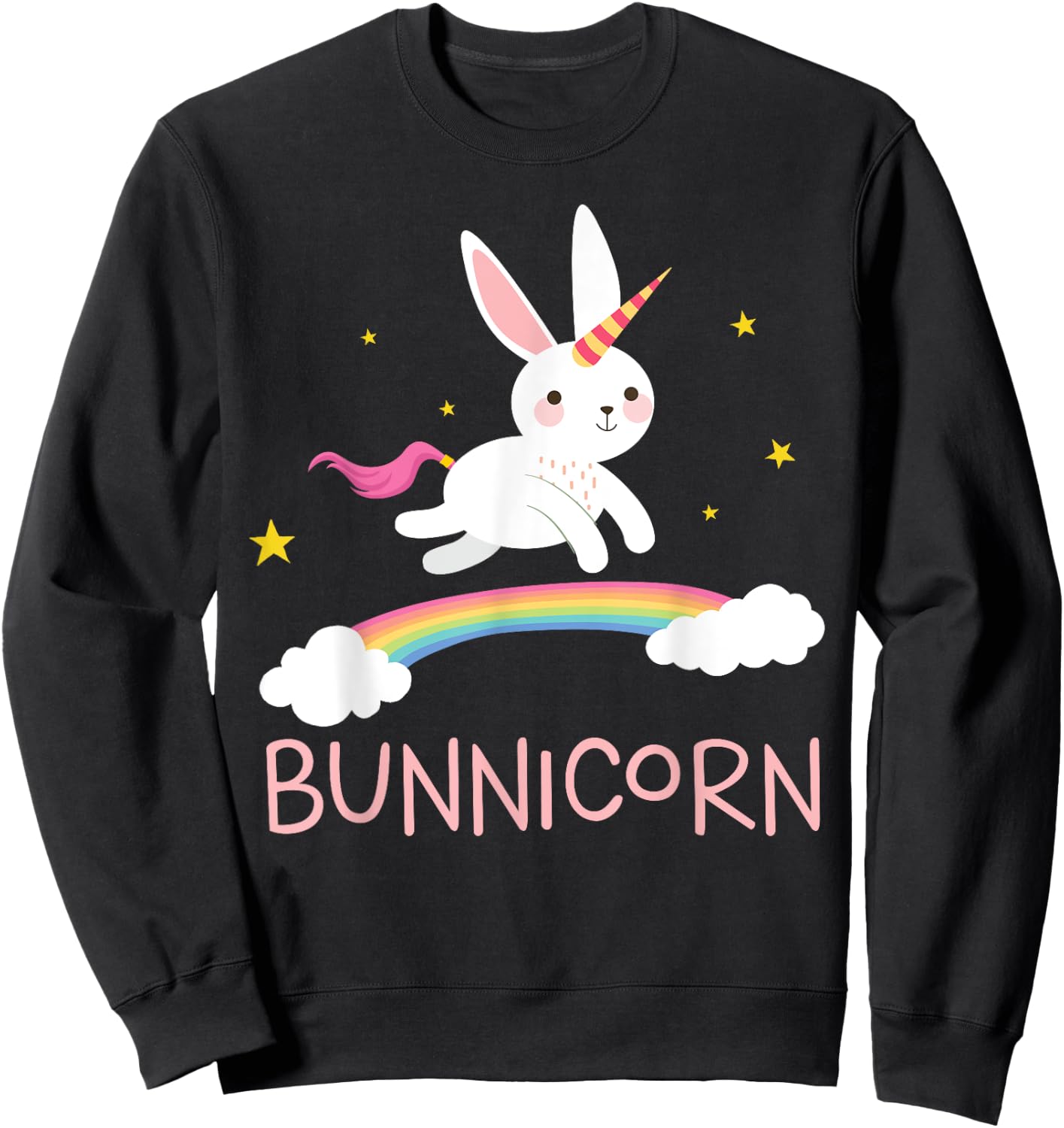 Unicorn Shirt Bunnicorn Bunny Rabbit Cute Men Women Kids Sweatshirt - Sweatshirt | Black