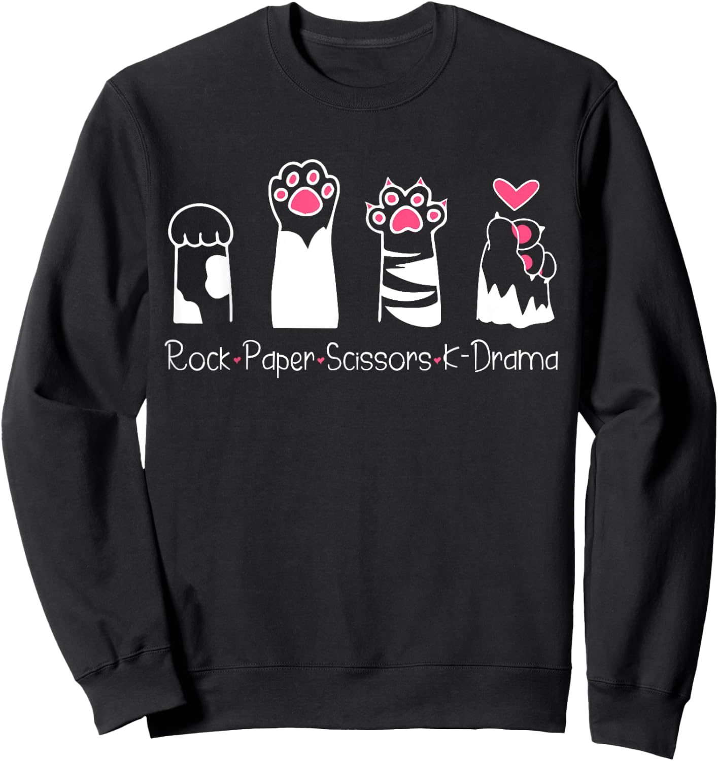 Rock Paper Scissors K-Drama Cute Paw Hand Game Funny Cat Women Sweatshirt - Sweatshirt | Black