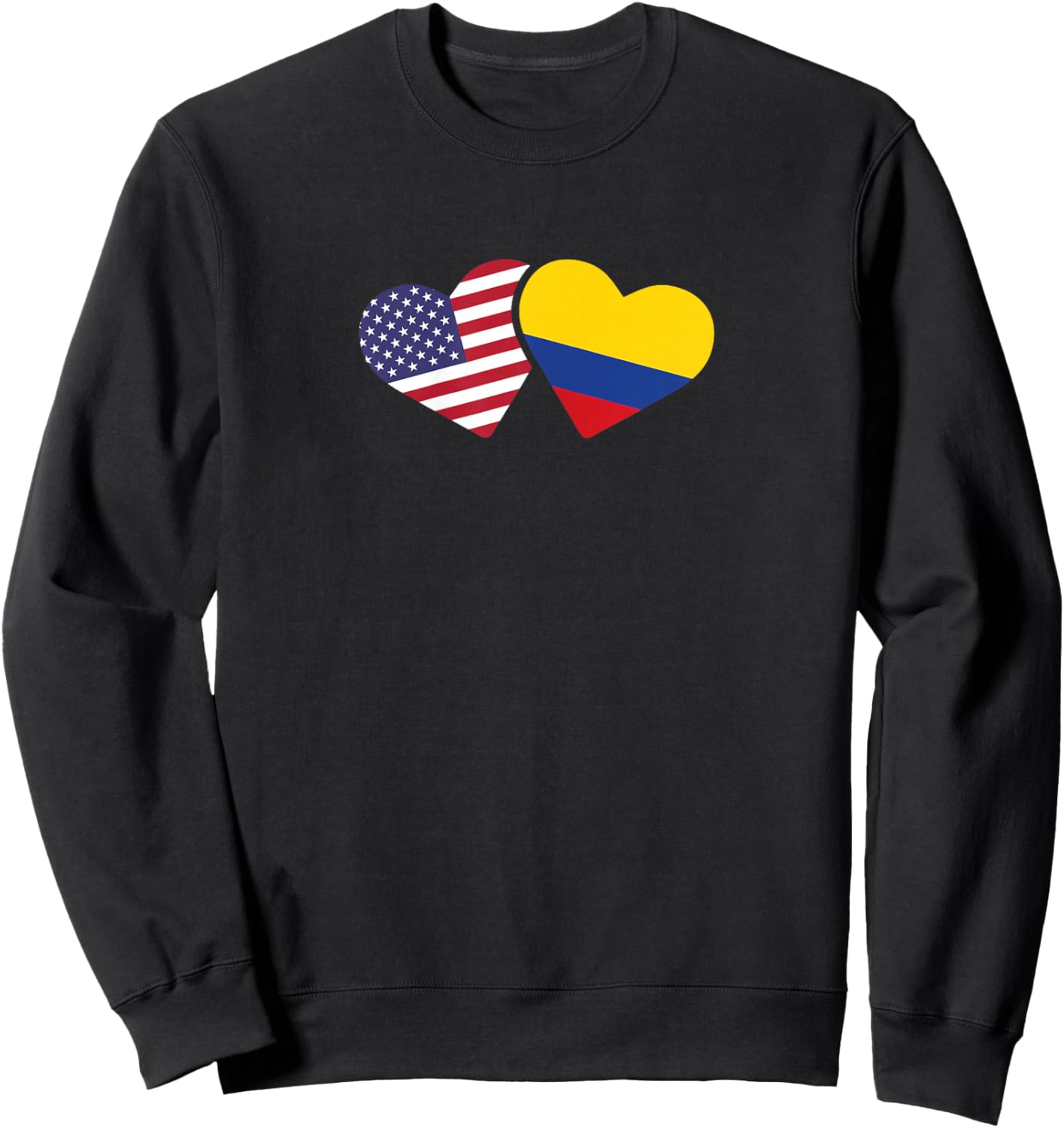 USA Colombia Flag Heart T Shirt Colombian American Love Gift Sweatshirt - Sweatshirt | Black