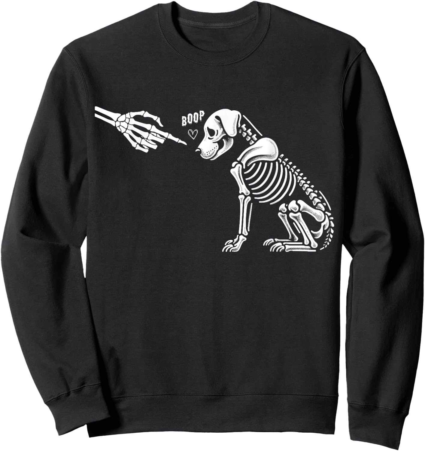 Halloween Spooky Boop Skeleton Hand Touches Dog Nose Men Women Sweatshirt - Sweatshirt | Black