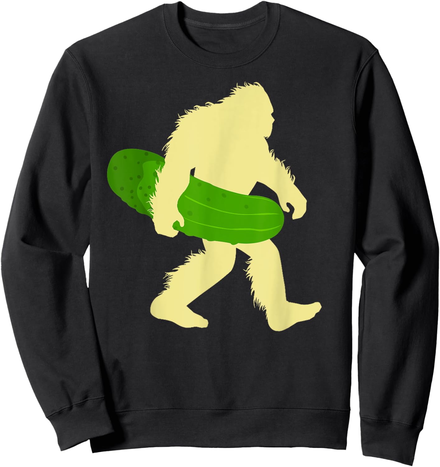 Funny Cucumber Loves Pickle Bigfoot Sasquatch Pickles Lover Sweatshirt - Sweatshirt | Black