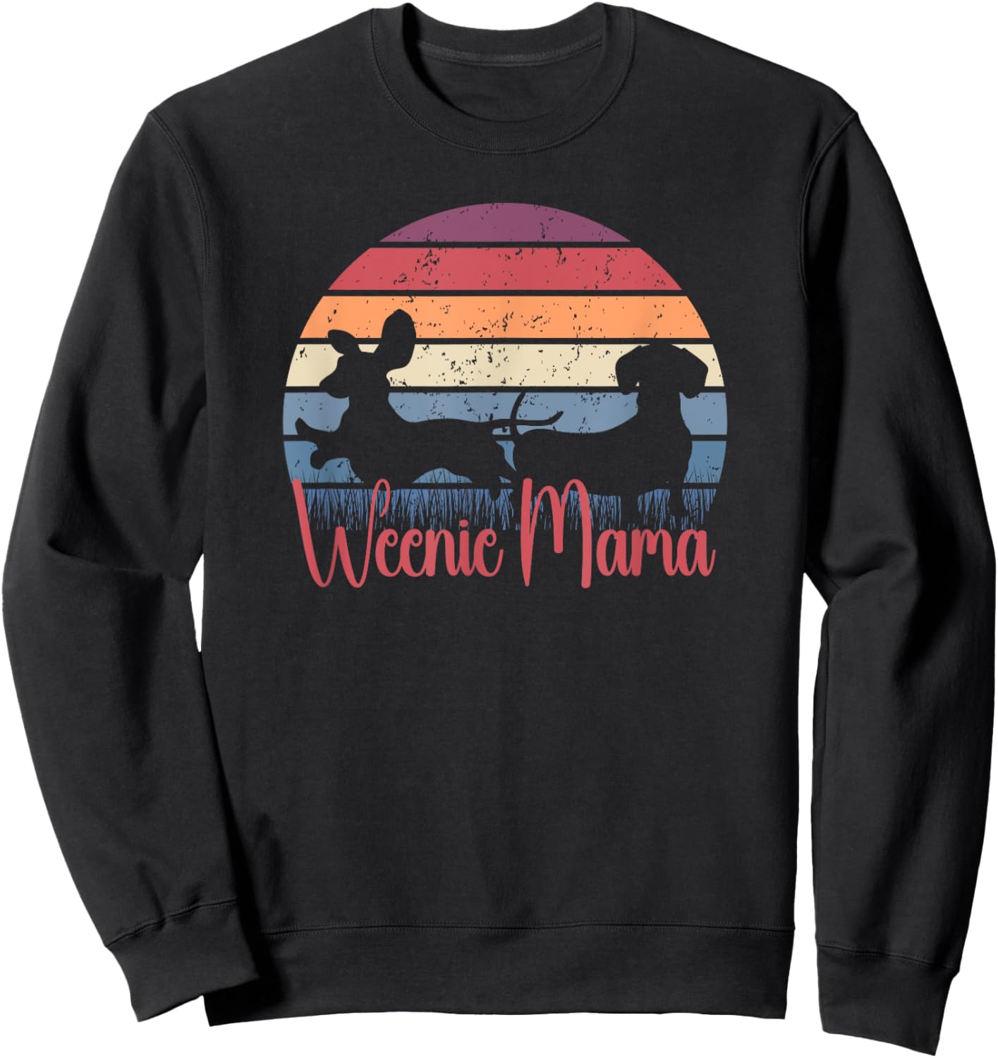 Weenie mama dachshund wiener teckel Weenie mom dad sausage Sweatshirt - Sweatshirt | Black