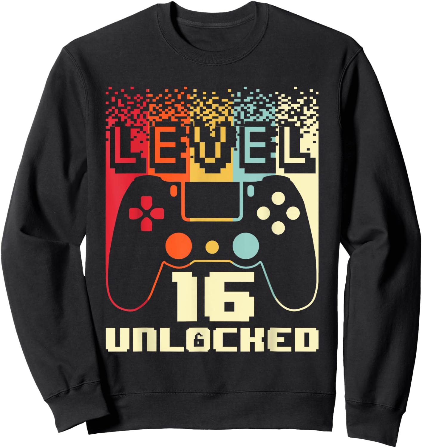 16th Birthday For Boys Level 16 Unlocked Gamer 16 Year Old Sweatshirt - Sweatshirt | Black