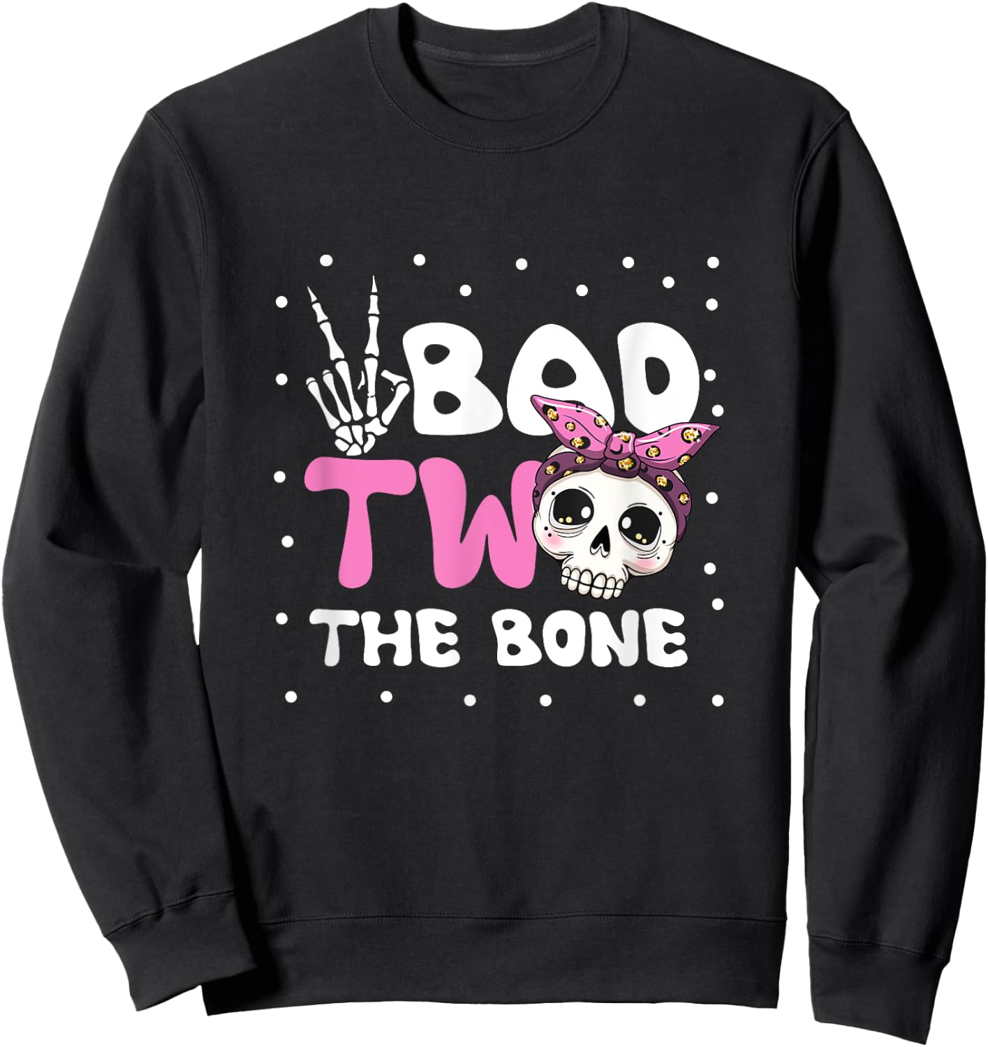 Bad Two The Bone Toddler Halloween 2nd Birthday Checkered Sweatshirt - Sweatshirt | Black