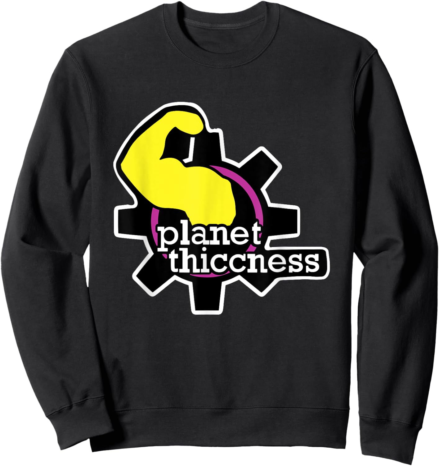 Planet Thiccness Funny Gym Thickness Sweatshirt - Sweatshirt | Black