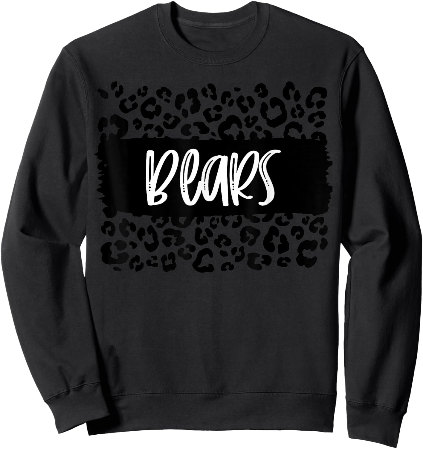 Bears Team Mascot School Spirit Game Night Leopard Print Sweatshirt - Sweatshirt | Black