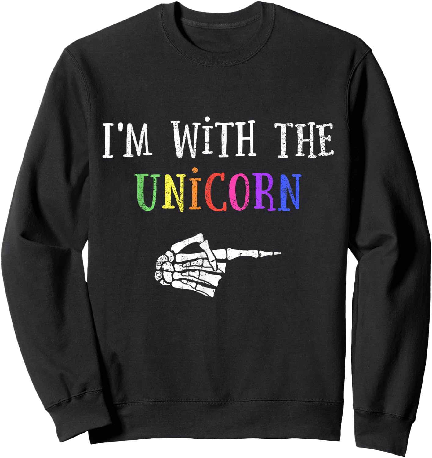 Im with unicorn matching partner couple costume halloween Sweatshirt - Sweatshirt | Black