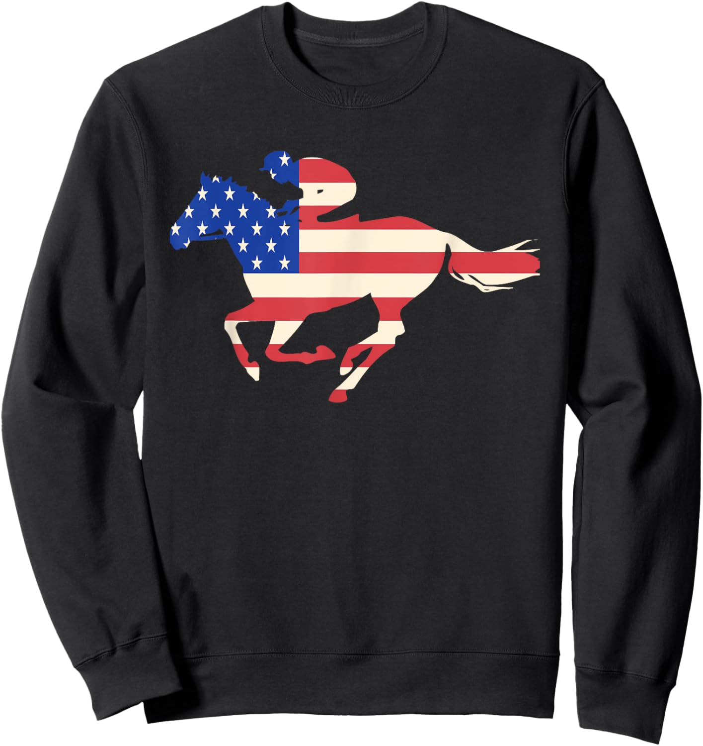 Horse Racing American Flag Equestrian Jockey Gift Sweatshirt - Sweatshirt | Black