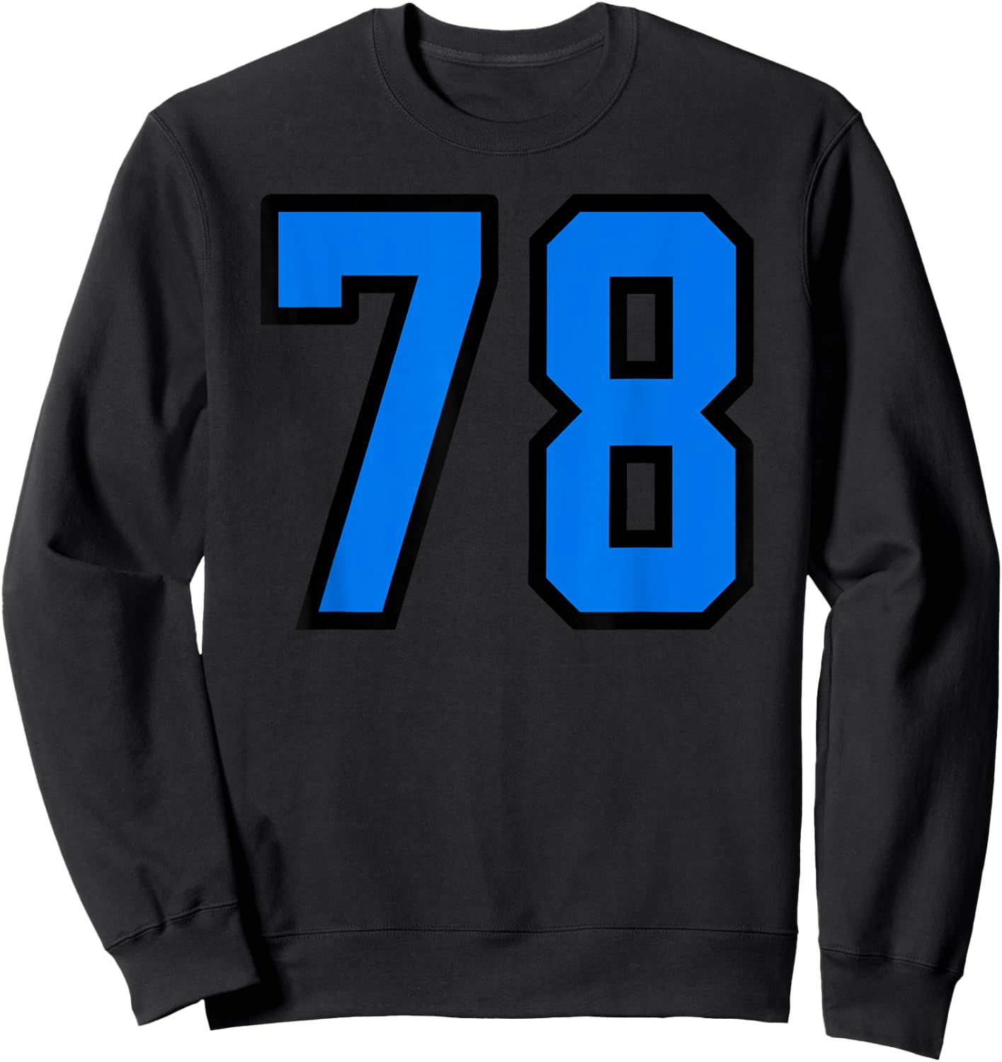 Number #78 Sport Blue Black Varsity Number Sweatshirt - Sweatshirt | Black