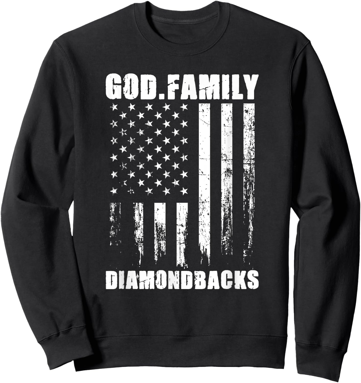 God. Family. Diamondbacks. Vintage USA Flag Kids Men Sweatshirt - Sweatshirt | Black