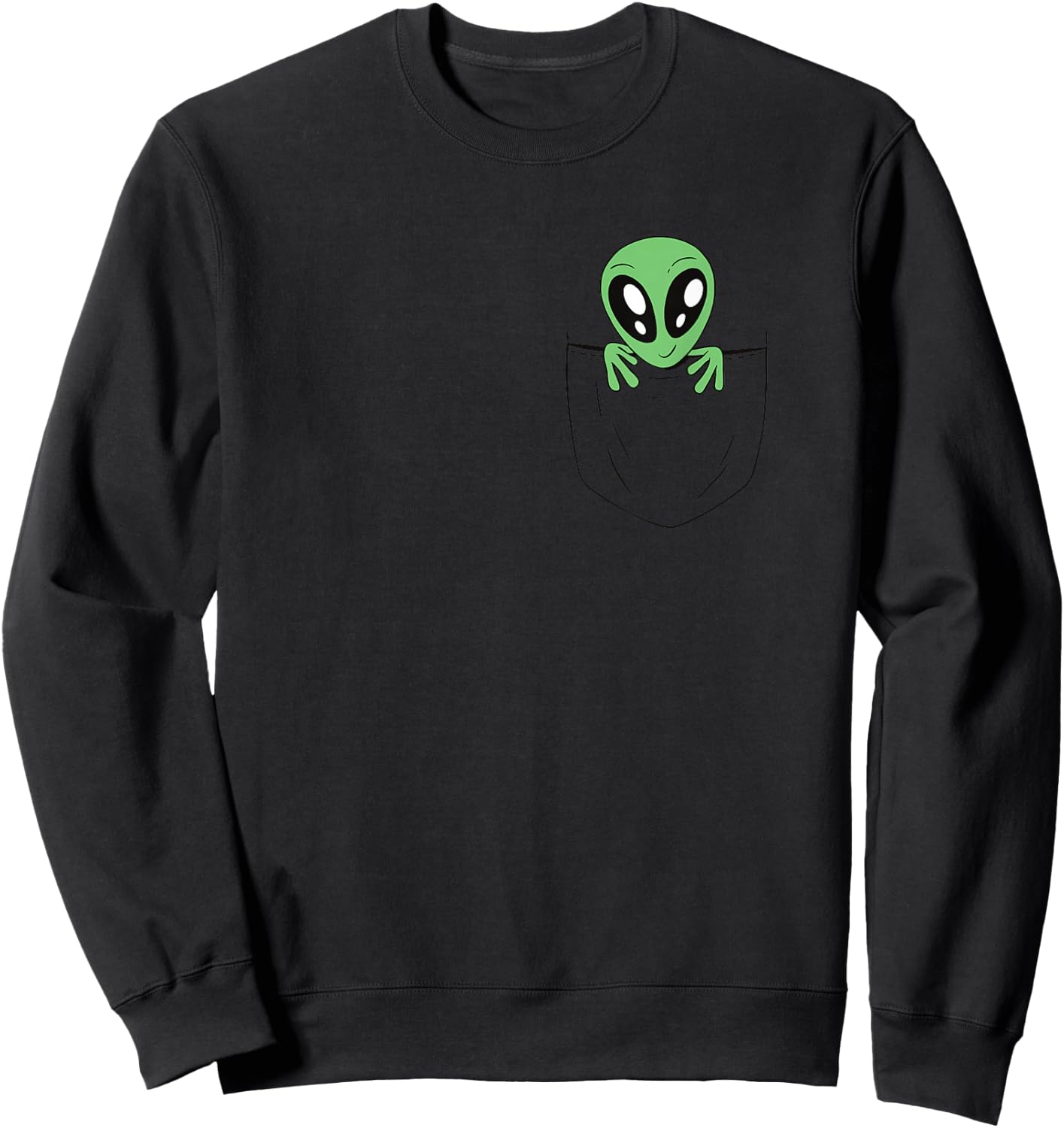 Green Alien in a Bag, Fun Sci-Fi Graphics Sweatshirt - Sweatshirt | Black