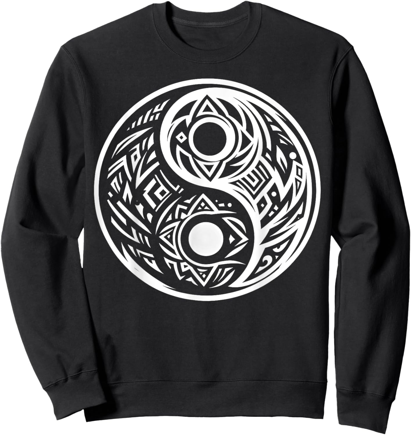 Cool Yin and Yang Symbol Tribal Art Style Men Women Sweatshirt - Sweatshirt | Black