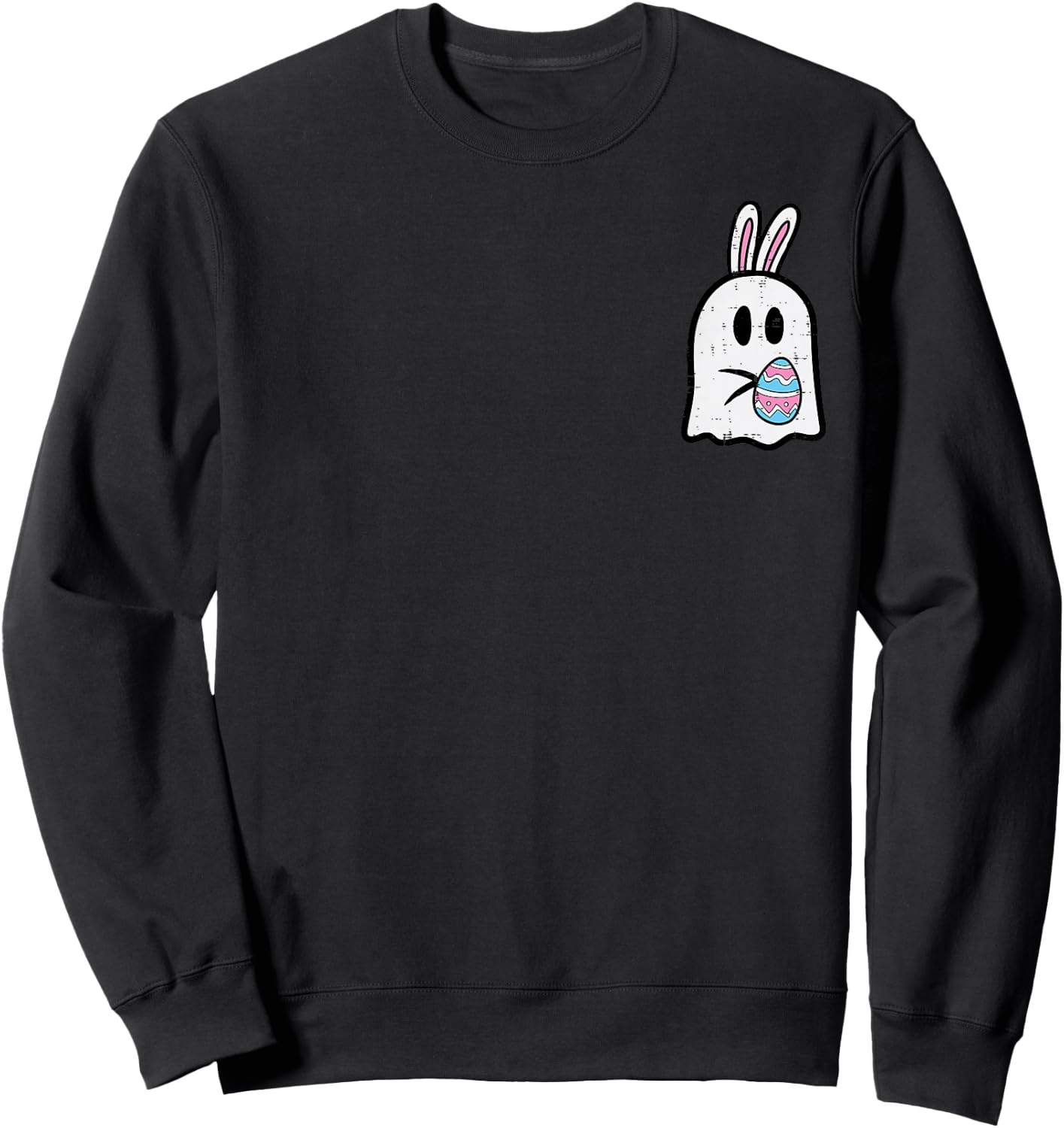 Easter Ghost Bunny Egg Pocket Funny Rabbit Women Kids Men Sweatshirt - Sweatshirt | Black