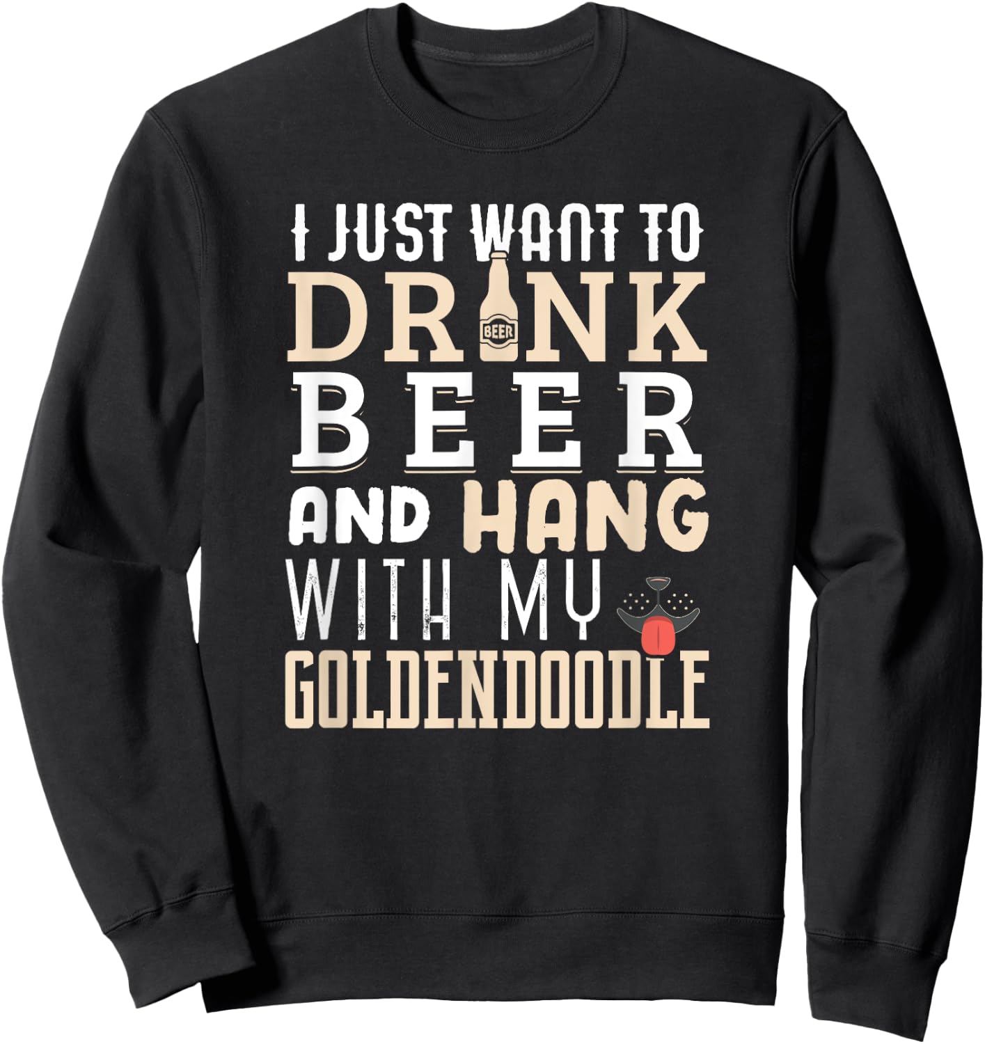 Goldendoodle Dad Shirt Funny Father's Day Doodle Dog Beer Women Sweatshirt - Sweatshirt | Black
