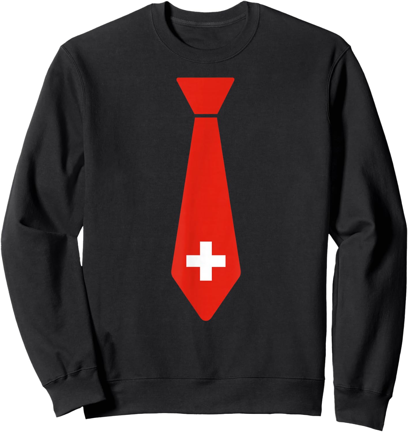 Switzerland Flag Tie Cute Necktie Funny Swiss Boys Toddlers Sweatshirt - Sweatshirt | Black