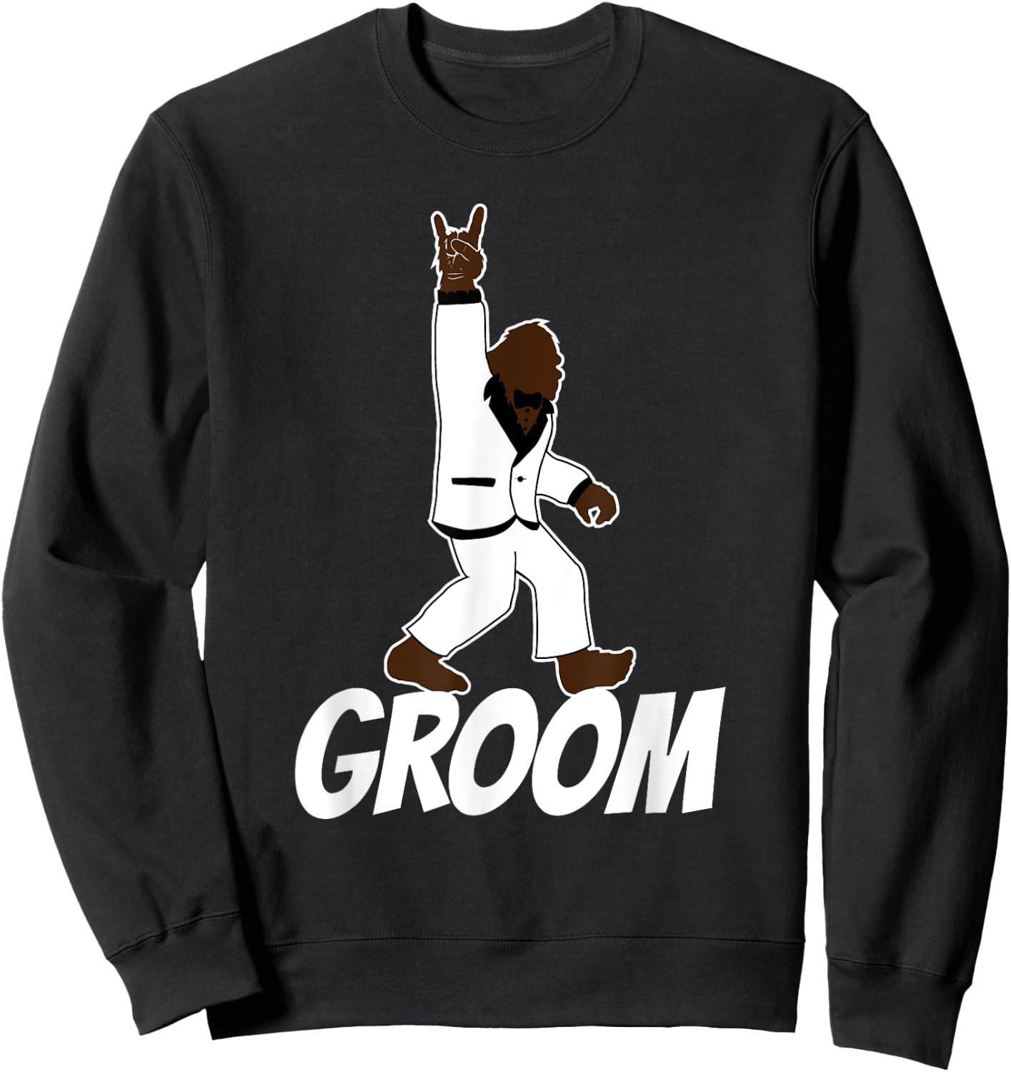 Bigfoot Rock and Roll Wedding Party Gift Groom Sweatshirt - Sweatshirt | Black