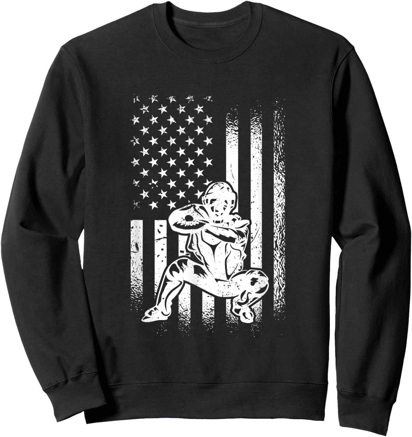 American Baseball Catcher, US Flag Catcher Sweatshirt - Sweatshirt | Black