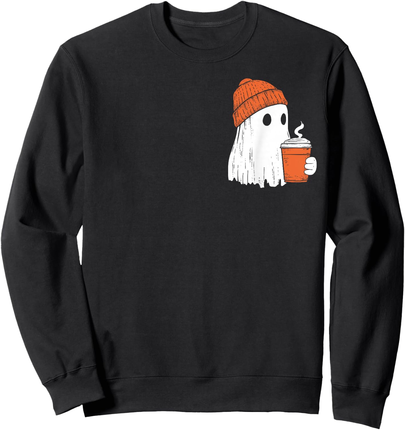 Ghost Drinking Coffee Funny Halloween Costume Coffee Lover Sweatshirt - Sweatshirt | Black