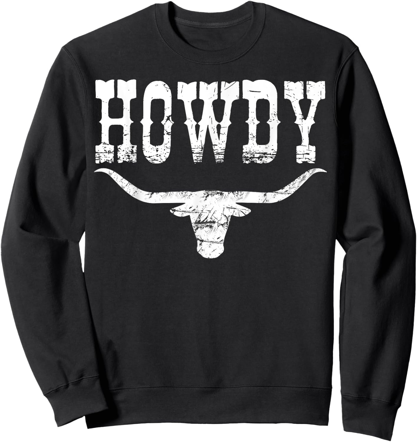 Funny Country Howdy Rodeo Graphic Women Men Cow Skull Sweatshirt - Sweatshirt | Black