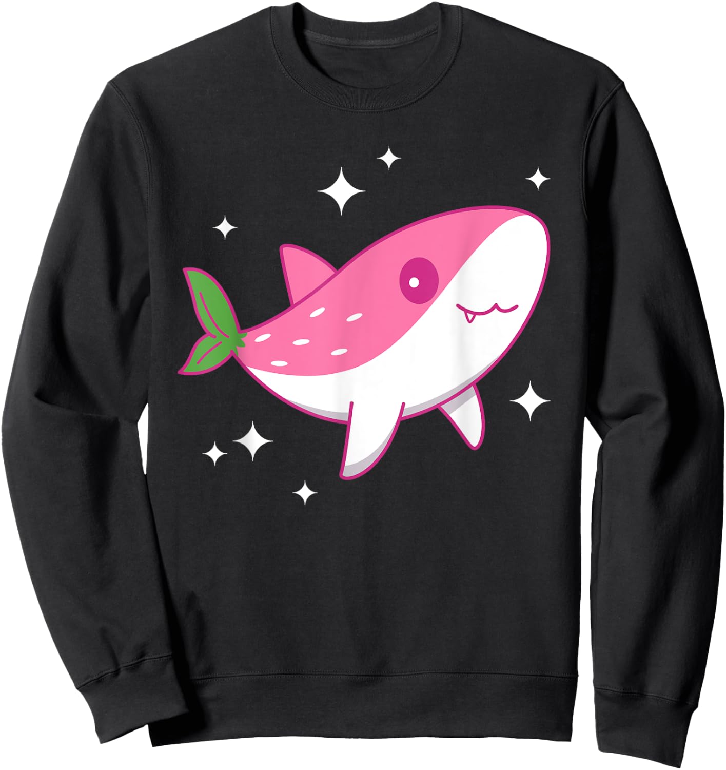 Cute Kawaii Strawberry Shark - Funny Anime Shark Sweatshirt - Sweatshirt | Black