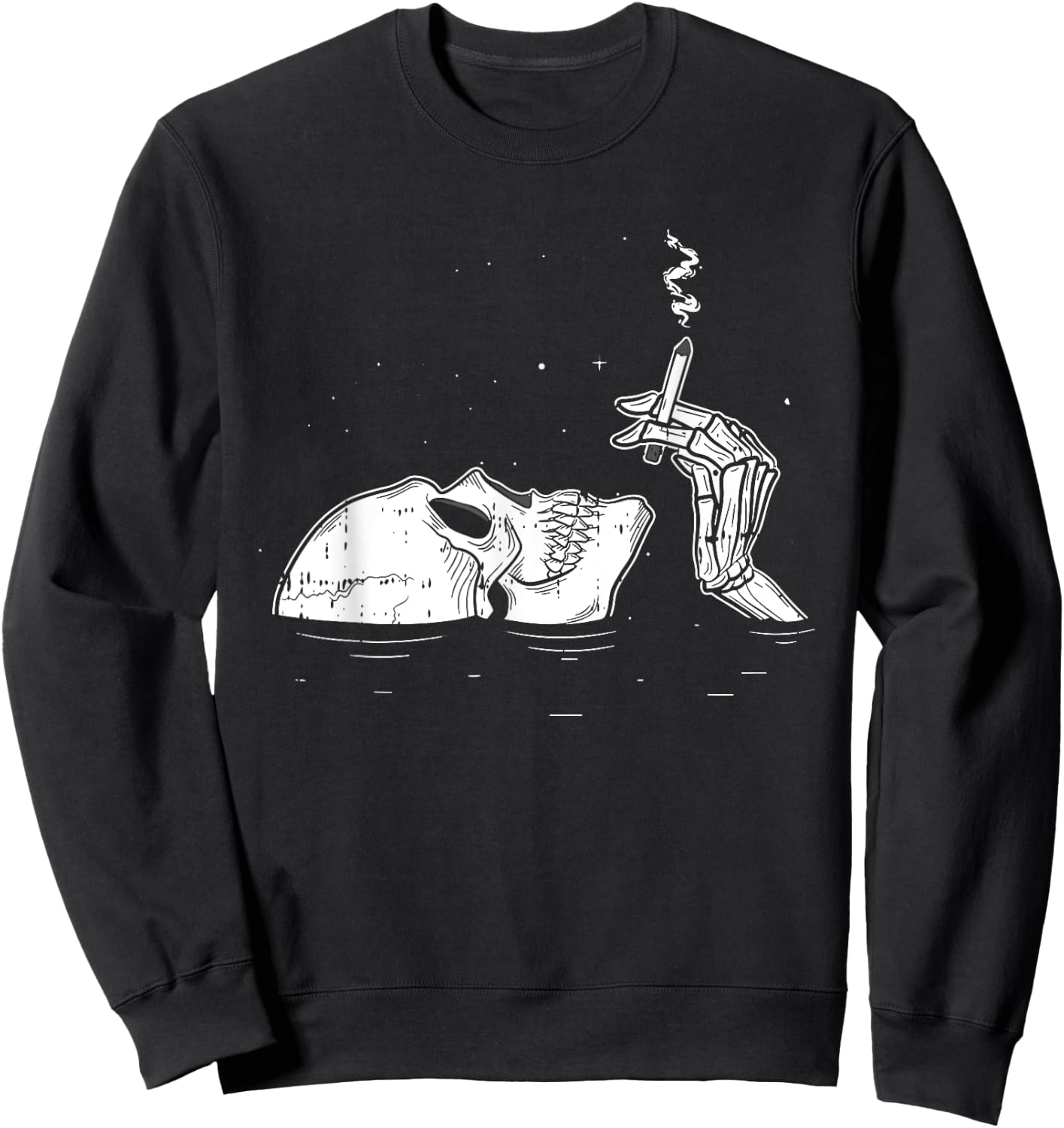 Skeleton Drowning Halloween Spooky Bones Skull Gothic Goth Sweatshirt - Sweatshirt | Black