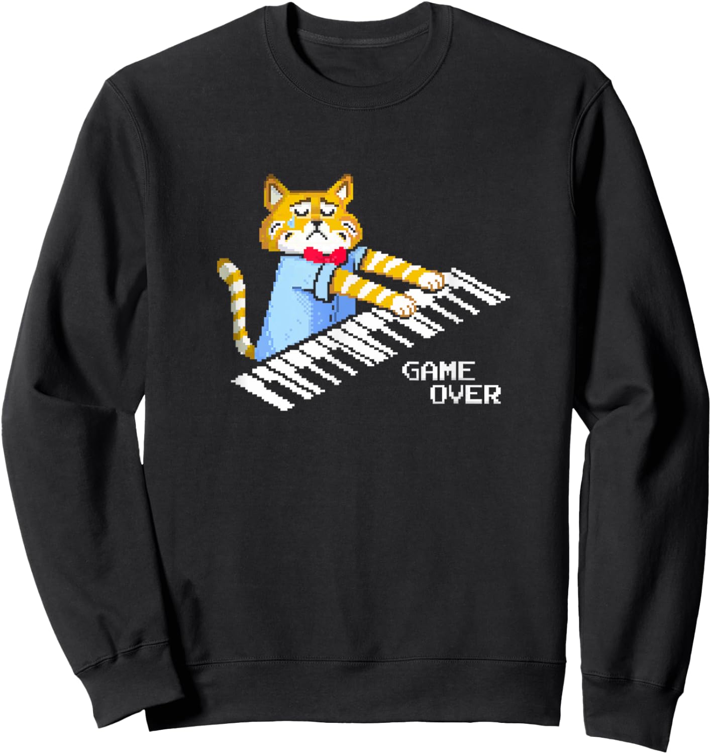 Sad Cat playing keyboard Game Over Women Sweatshirt - Sweatshirt | Black