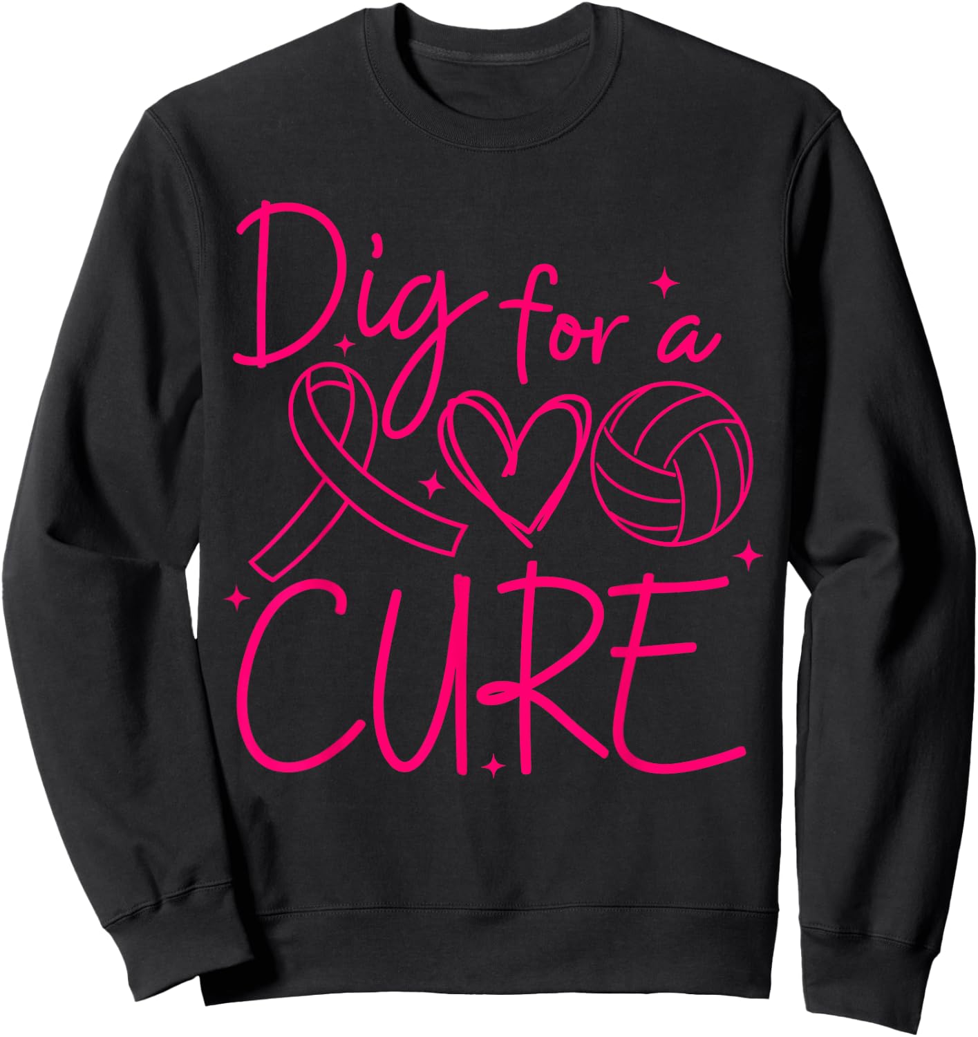 Dig For A Cure Breast Cancer Awareness Volleyball Pink Sweatshirt - Sweatshirt | Black