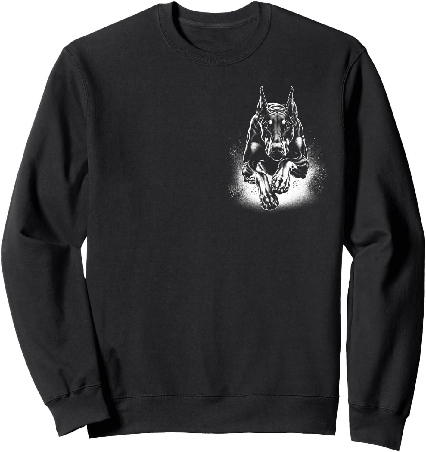 Cool Doberman Dog Jumping on Chest Sweatshirt - Sweatshirt | Black
