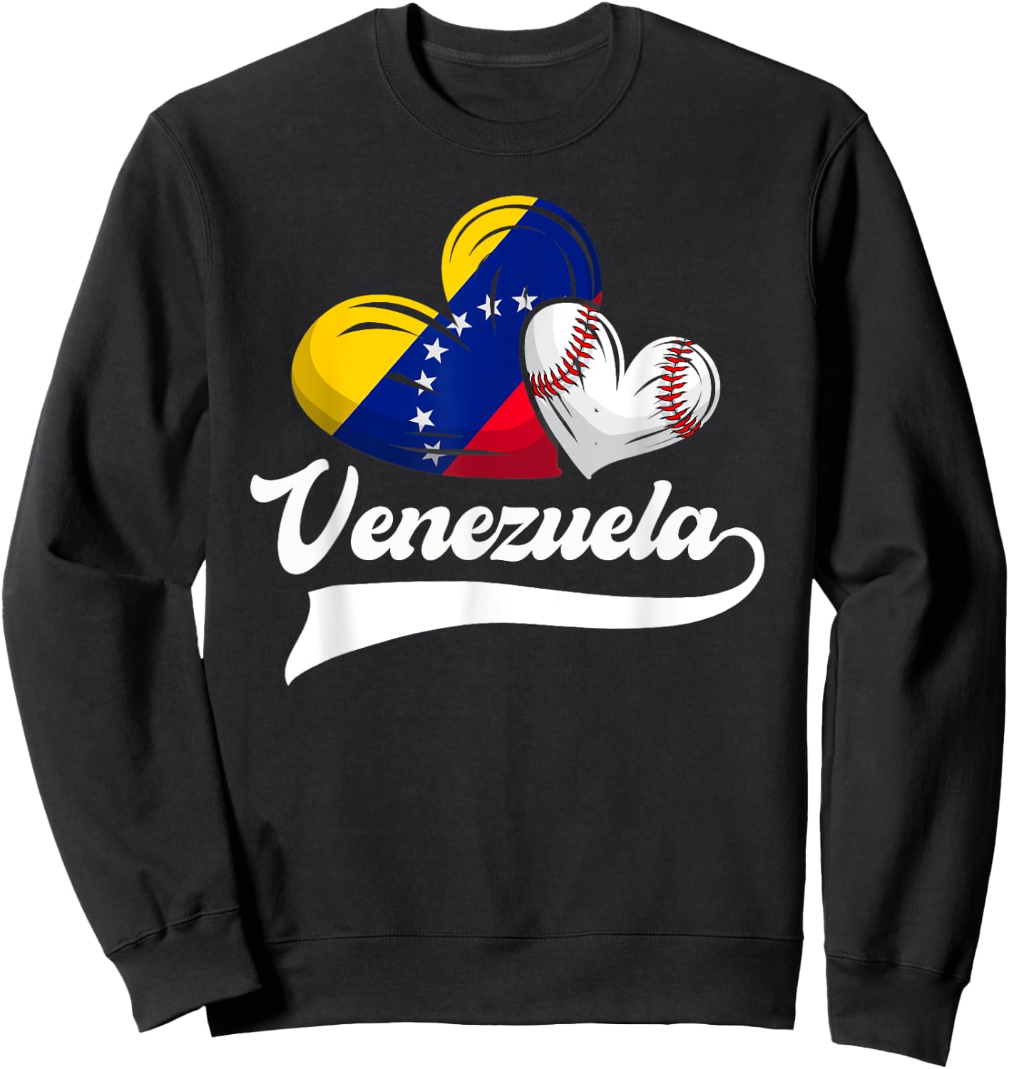 Venezuelan Baseball Player Venezuela Flag Heart Baseball Sweatshirt - Sweatshirt | Black