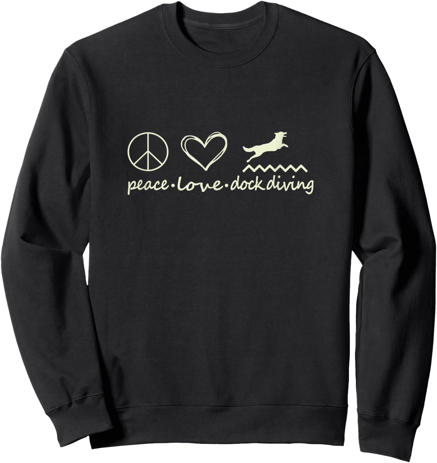 Peace Love Dog Dock Diving Dog Jumping Swimming Women Sweatshirt - Sweatshirt | Black