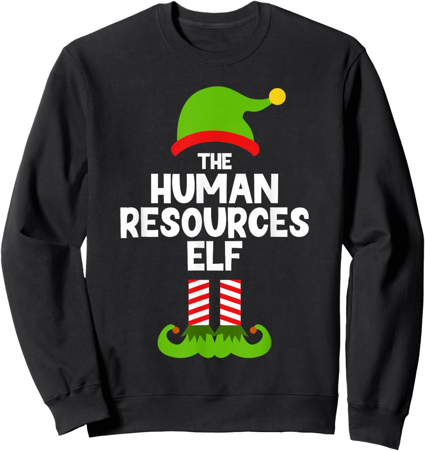 Funny The Human Resources Elf Christmas Family Pajama HR Sweatshirt - Sweatshirt | Black