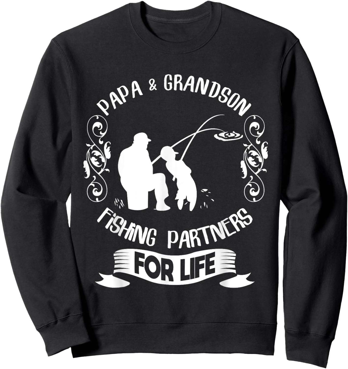 Matching Papa and Grandson Fishing Shirt Funny Fishing Trip Sweatshirt - Sweatshirt | Black