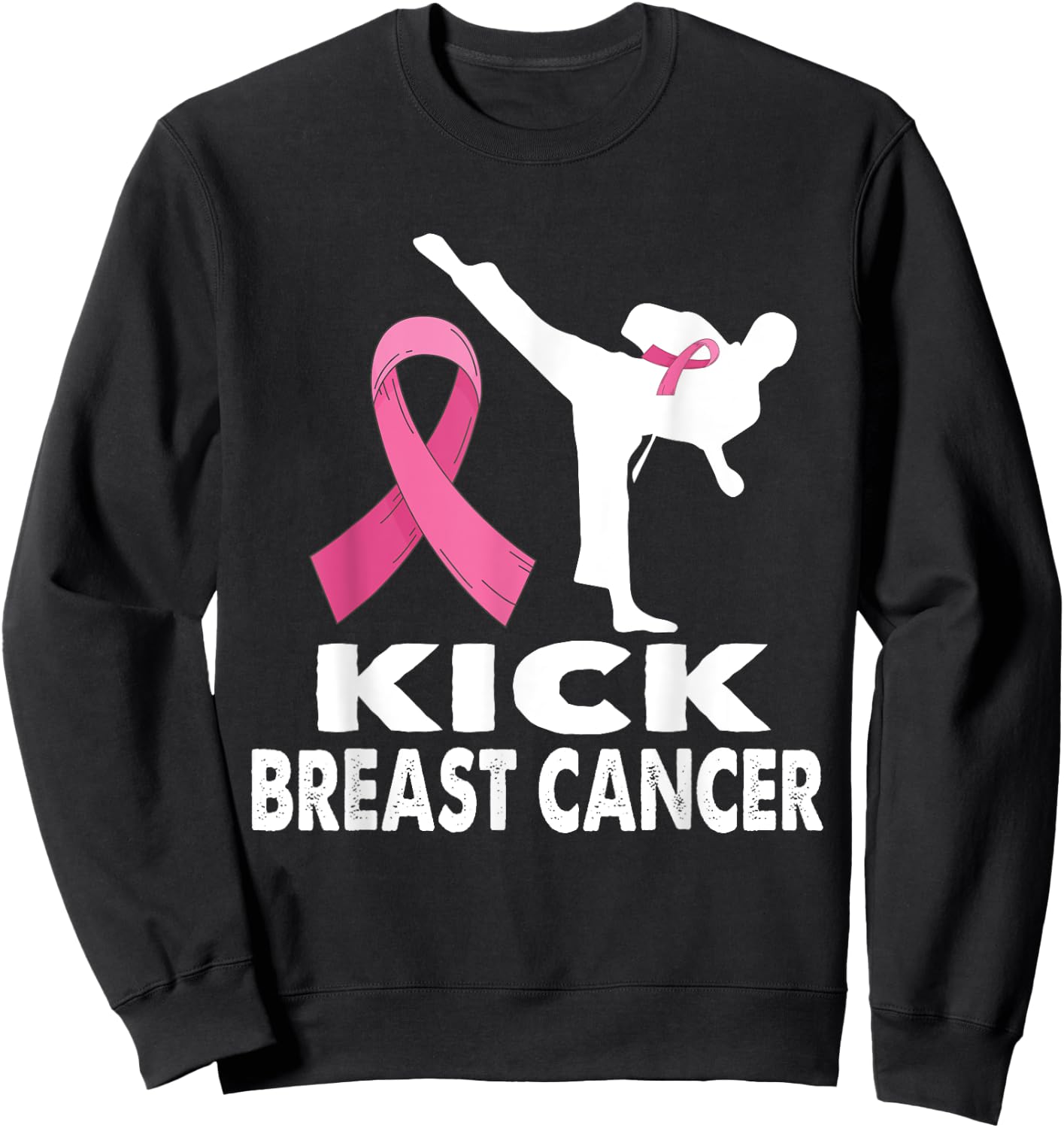 Karate Kick Breast Cancer Awareness Pink Sweatshirt - Sweatshirt | Black