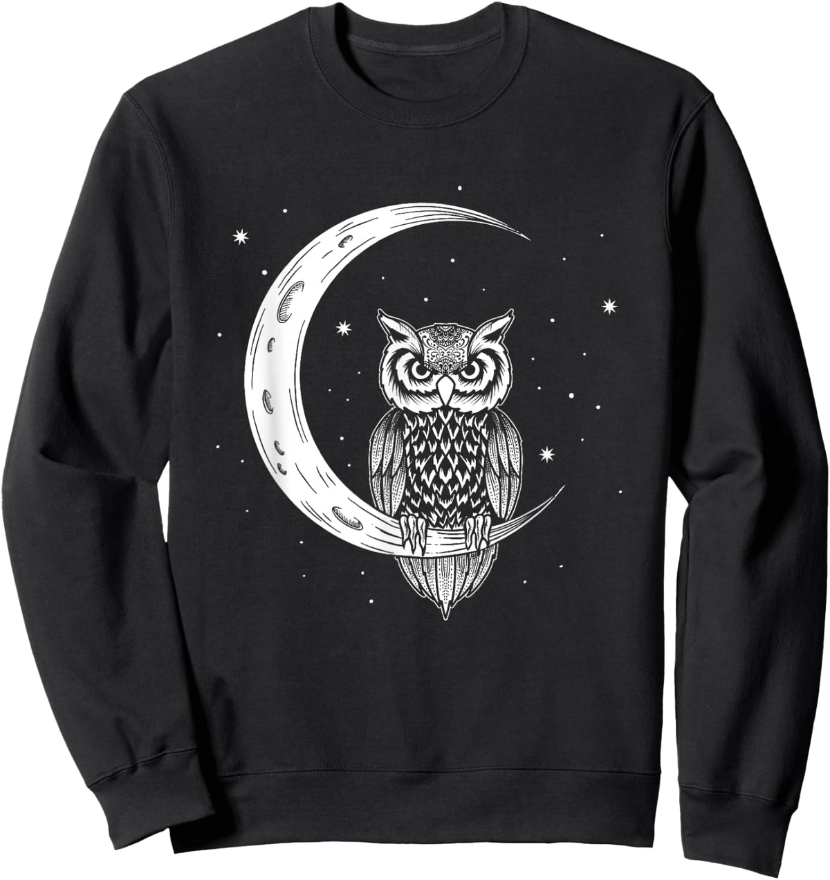 Hanging Owl In The Night Sky - Owlet Birds Lover Sweatshirt - Sweatshirt | Black