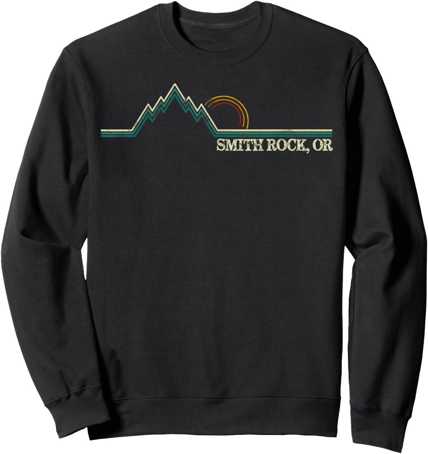 Smith Rock Oregon Retro Mountain Climbing Summer Sweatshirt - Sweatshirt | Black