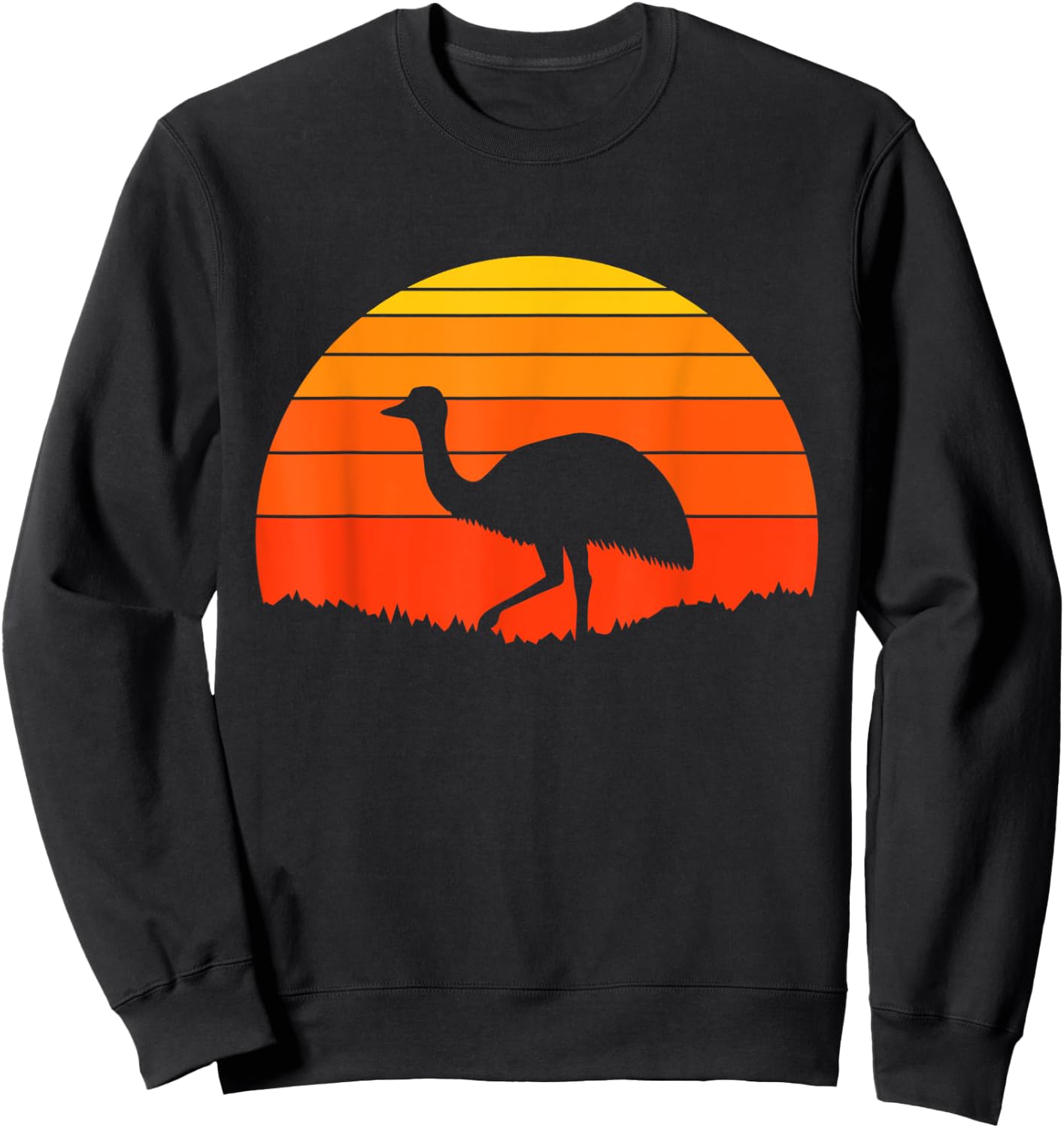 Emu Retro Sunset Nature Wildlife Animal Lover Sweatshirt - Sweatshirt | Black