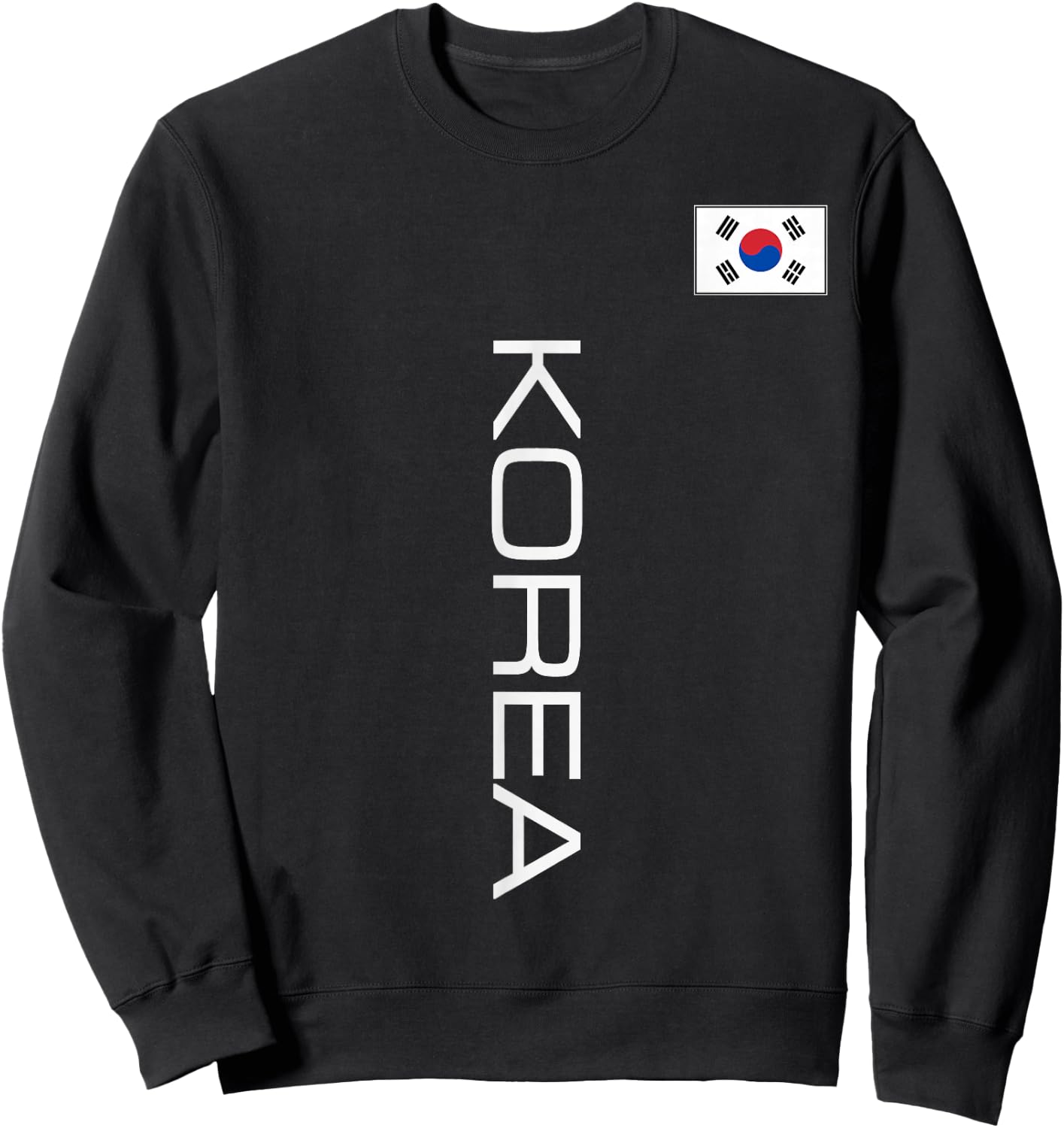 South Korea Flag Sporty Athletic Vertical Style Sweatshirt - Sweatshirt | Black