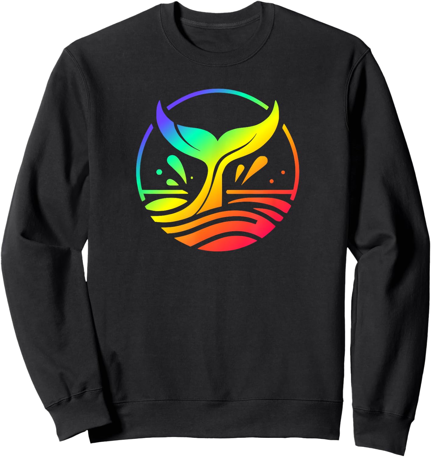 Rainbow Colors Whale Tail Fluke In The Ocean Sweatshirt - Sweatshirt | Black