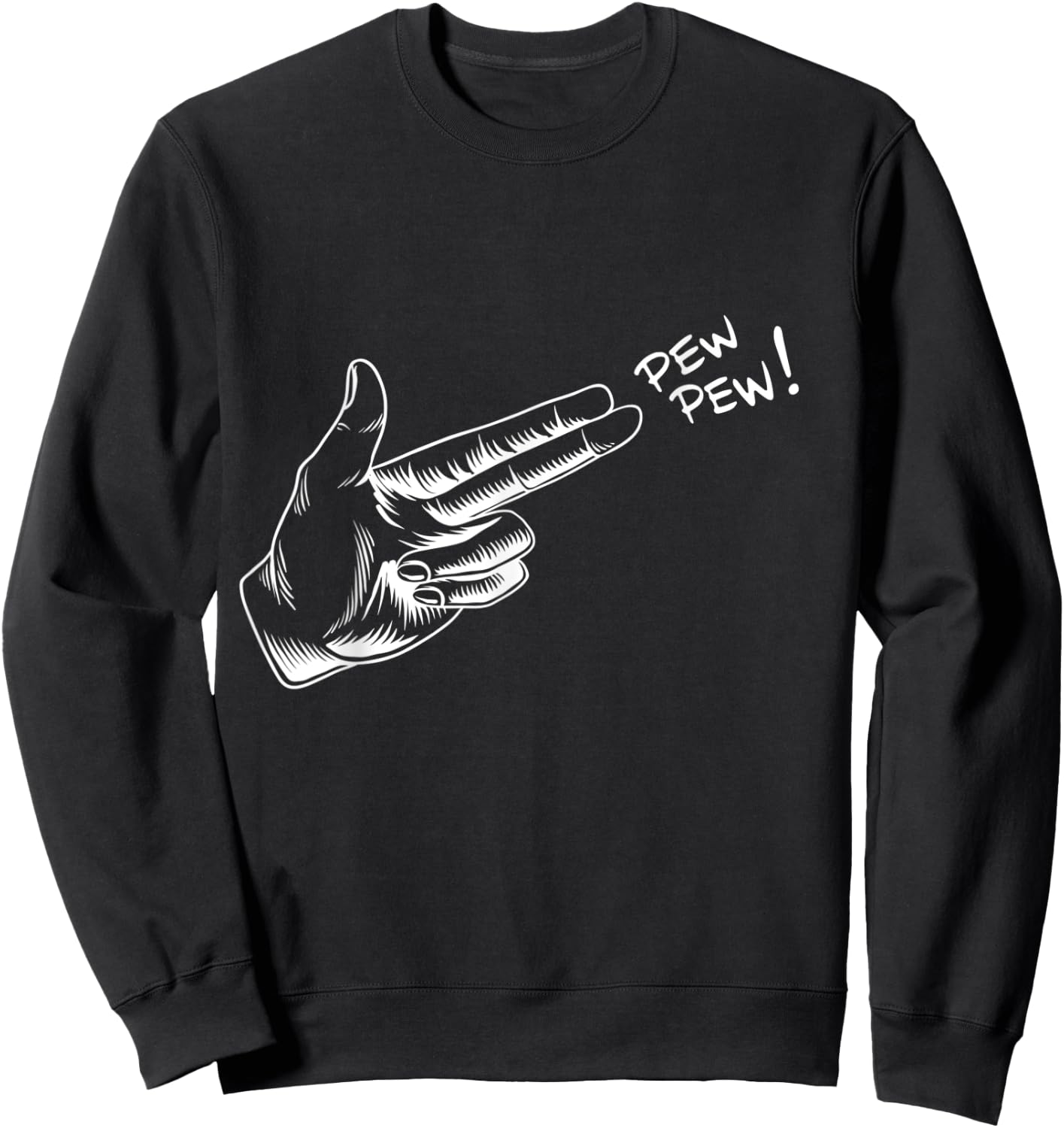 Hand Pew Pistol Line Art Scatch Halloween Costume Sweatshirt - Sweatshirt | Black